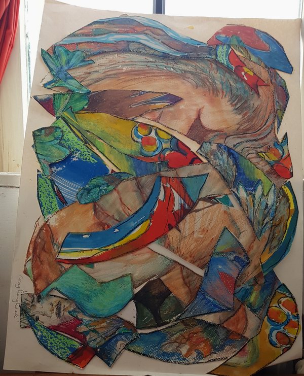 collage van eerder werk, geknipt en geplakt